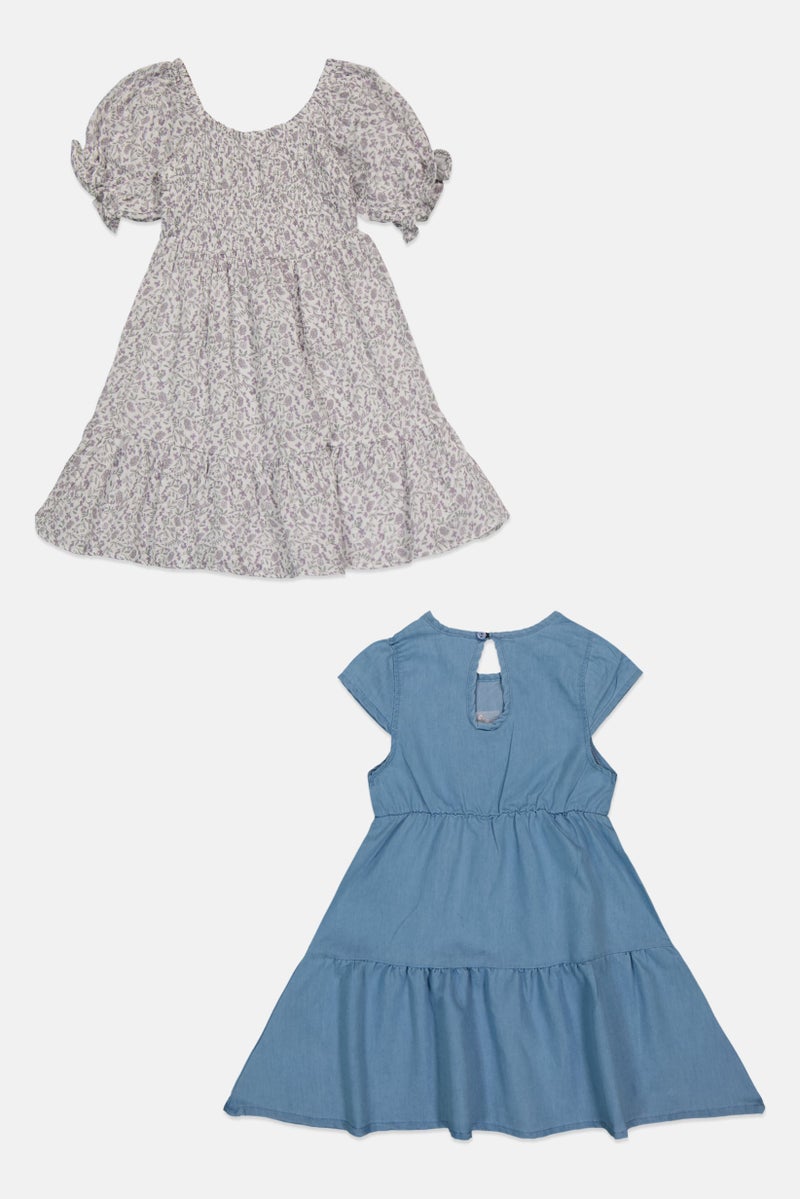 Willow & Whistle Kids Girl 2 Pcs Floral Print Dress Set, Multicolor - Image 3