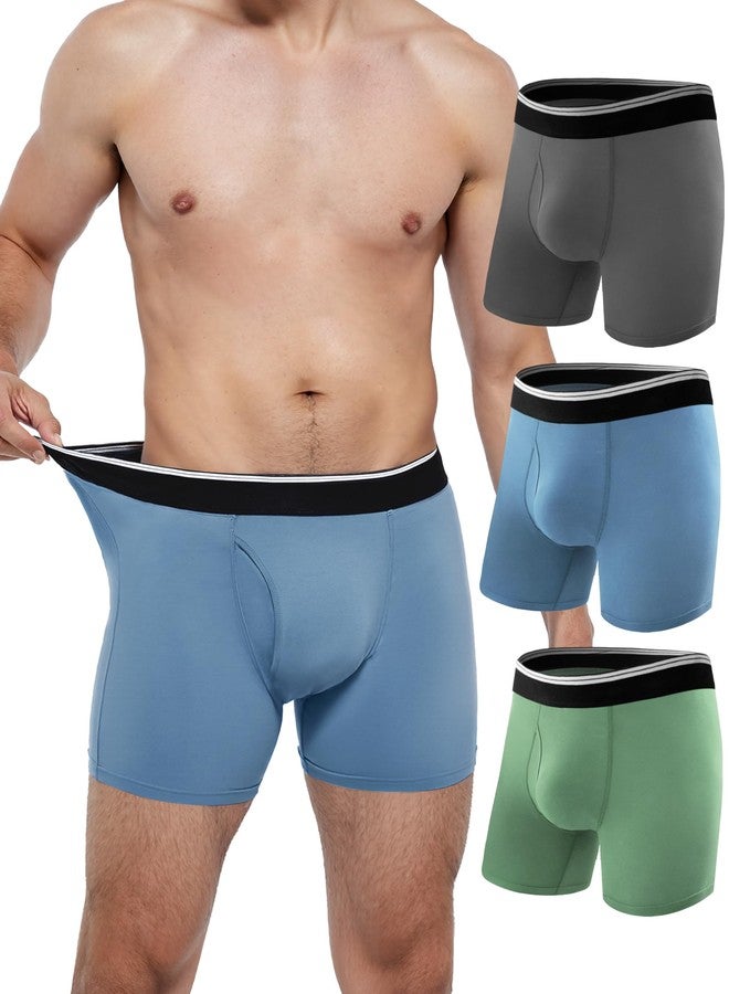 TIICHOO Mens Incontinence Boxer Briefs Washable Soft Protective Leak Proof Underwear for Men for Light Bladder Leakage 3 Pack (Dark Grey/Green/Blue, Large - Image 1