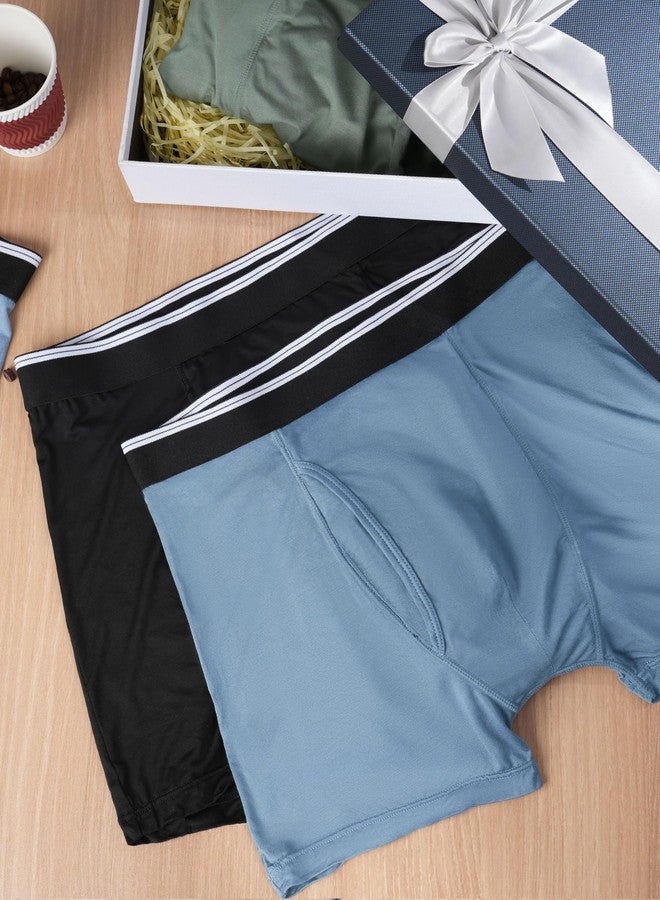 TIICHOO Mens Incontinence Boxer Briefs Washable Soft Protective Leak Proof Underwear for Men for Light Bladder Leakage 3 Pack (Dark Grey/Green/Blue, Large - Image 3
