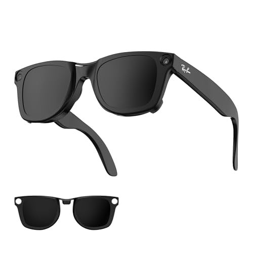 HIBLOKS Polarized Clip-ons for Ray-Ban Meta Wayfarer (RW4008 & RW4012 Large 53-22), Discoloration Clips Compatible with Ray-Ban Meta Wayfarer Gen 2 Protect Your Eyes, Cool and Fashion (Large, Black) - Image 1