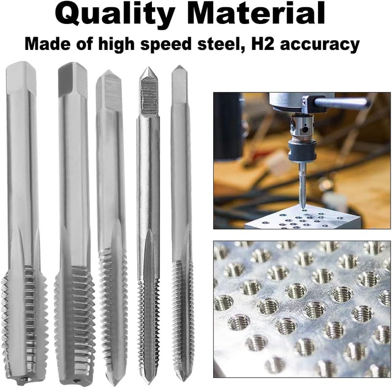 اتول مارت Utoolmart مخرطة آلة، 10-24 H2 دقة HSS برغي آلة سدادة صنبور، لامعة النهاية، جولة رمح مع نهاية مربعة 5Pcs - Image 5