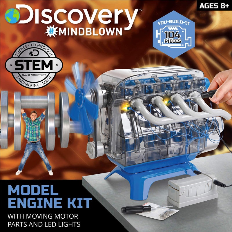 Discovery Model Engine Building Kit, DIY 4-Cylinder Combustion Engine, Working Pistons Fan Valves Belts LED Lights, STEM Mechanic Engineering Construction Experiment Set, Kids & Adults Gift - Image 2