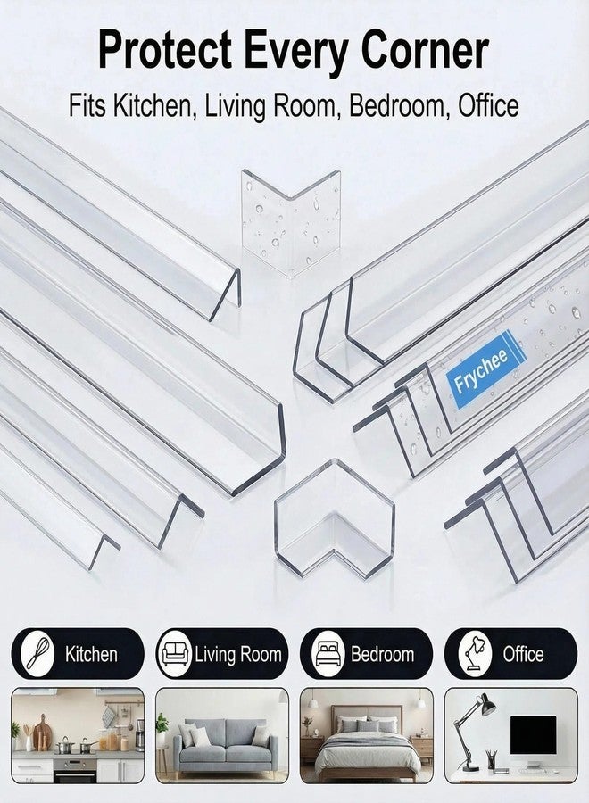 Frychee 6PCS Clear Self-Adhesive Night Stand Corner Protectors，Corner Guards & Edge Protector for Wall Door Frame Cabinet Baseboard & Door, Table, Stair (2.5x40.6cm/1.0x16in) - Image 4