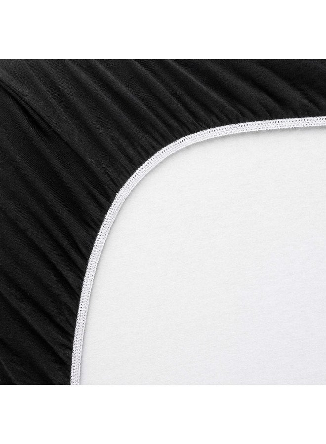 SHEETWORLD.COM SheetWorld Fitted 100% Cotton Jersey Pack N Play Sheet Fits Graco 27 x 39, Solid Black, Made in USA - Image 2