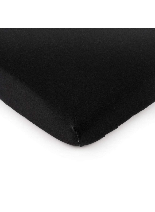 SHEETWORLD.COM SheetWorld Fitted 100% Cotton Jersey Pack N Play Sheet Fits Graco 27 x 39, Solid Black, Made in USA - Image 1