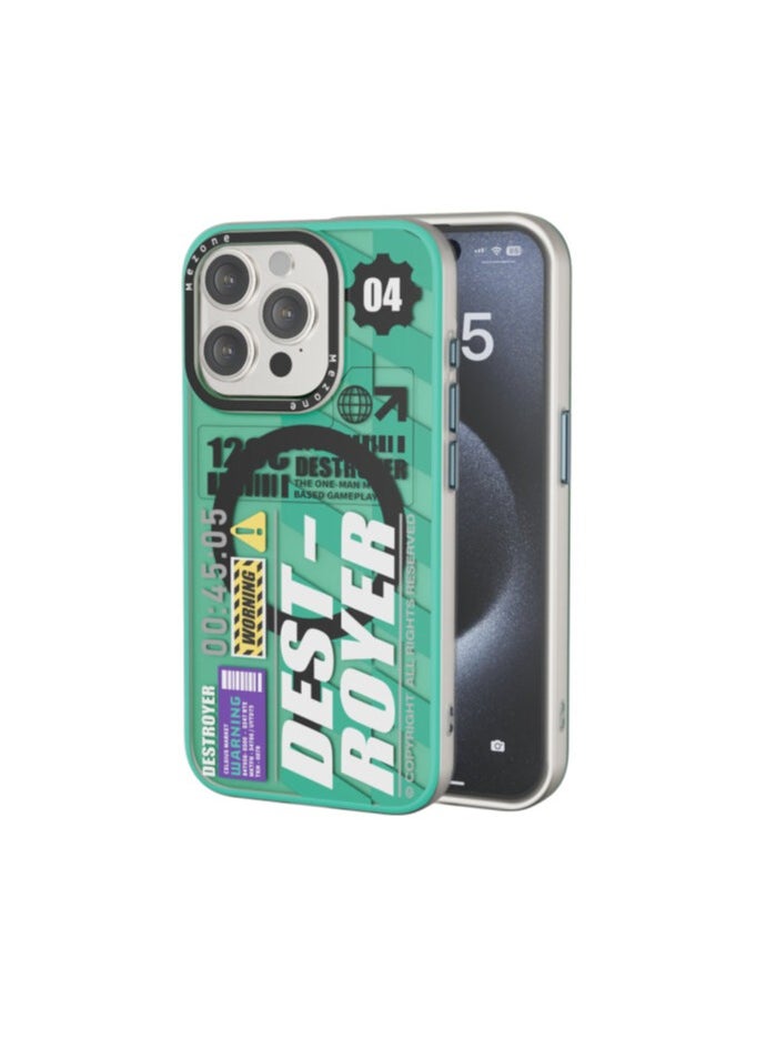 Mezone Destroyer iPhone 14 Pro Max MagSafe Case, Shockproof & Anti-Yellowing Phone Case Reinforced Corners with Airguard, Green  - Image 1