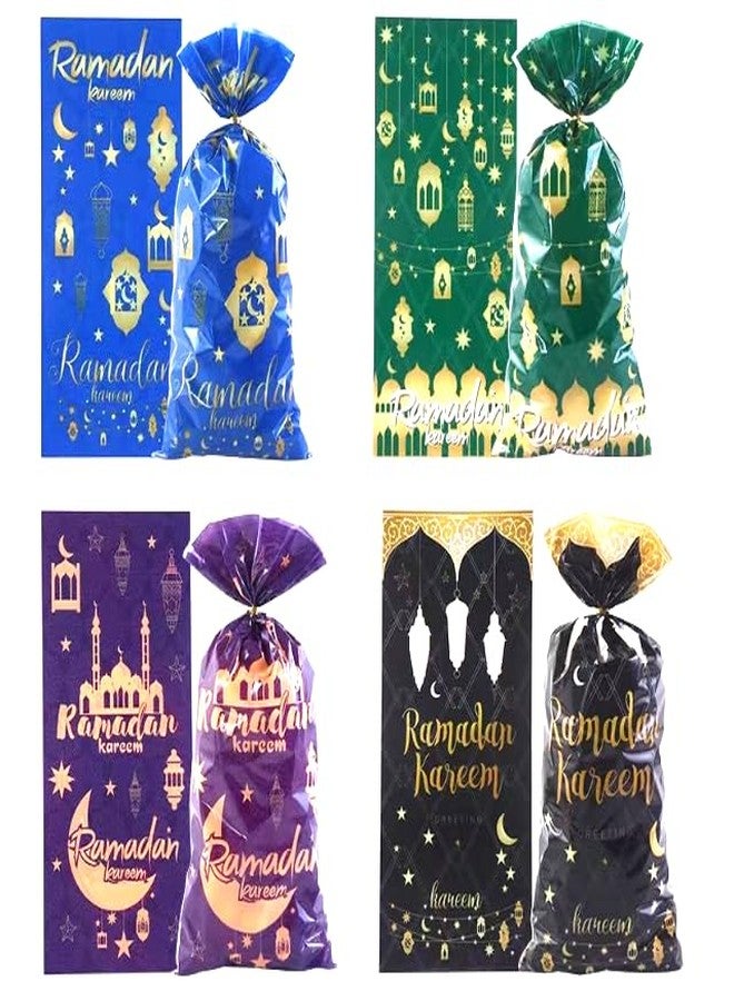 CPTBAG Ramadan Kareem Treat Bags, 100pcs Shining Gold Star Moon Lantern Party Cellophane Bags with Twist Ties Clear Plastic Gift Bags Goodie Cookies Candy Bags for Wedding ,Birthday Party ,Ramadan Mubarak Party Supplies - Image 3