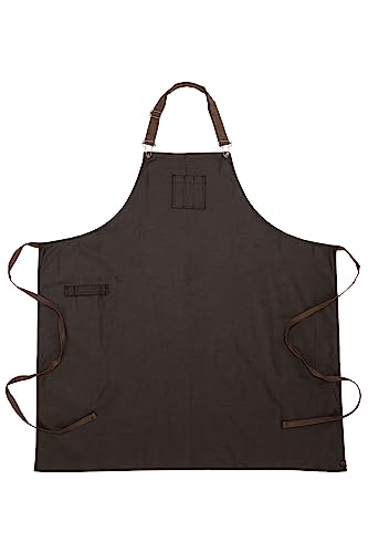 Chef Works Unisex Boulder Chefs Bib Apron, Brown Black, One Size - Image 2