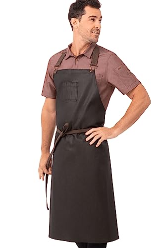 Chef Works Unisex Boulder Chefs Bib Apron, Brown Black, One Size - Image 3