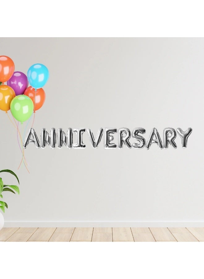 DAY TO DAY 16-inch Silver Anniversary Foil Letter Balloons Set, Non-Floating, 11 Letters - Image 2