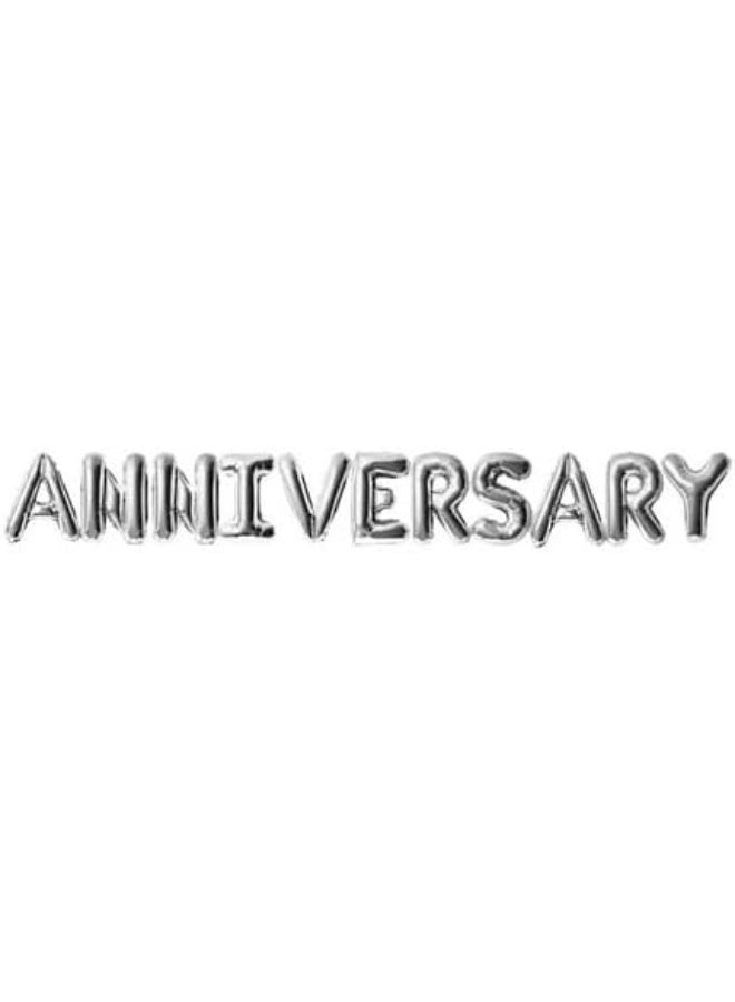 DAY TO DAY 16-inch Silver Anniversary Foil Letter Balloons Set, Non-Floating, 11 Letters - Image 1