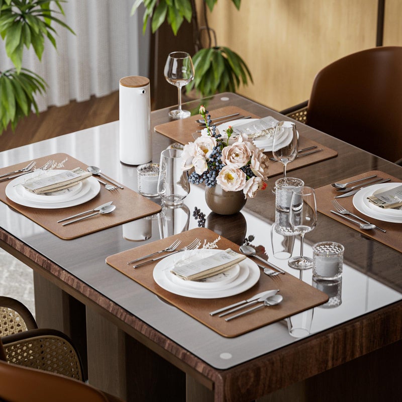 Aofmee Faux Leather Placemats Set of 6 - Waterproof - Wipeable - Washable - Heat Resistant - Anti Slip Stain Resistant Kitchen Dining Table Place Mats, Suitable for Indoor & Outdoor Use, Easy to Clean - Image 2