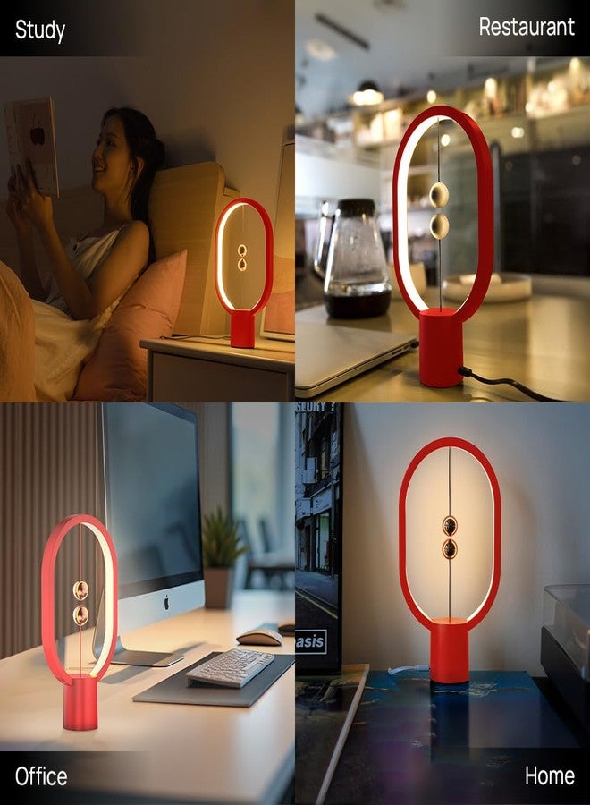 Allocacoc Heng Balance Magnetic Lamp Mini (Red) – USB LED Table Lamps with Magnetic Switch | Modern Desk Lamp for Bedroom, Office, Nightstand | Eye-Caring Ambient Light, Unique Gift Idea - Image 4
