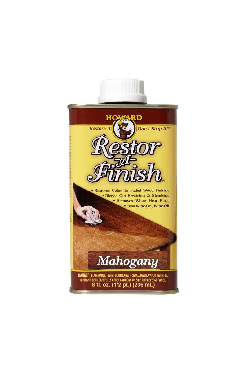 Howard Products Restor-A-Finish, Wood Stain to Restore a Finish for Wood Surfaces, Mahogany, 8 Fl Oz, Pack of 1 - Image 1