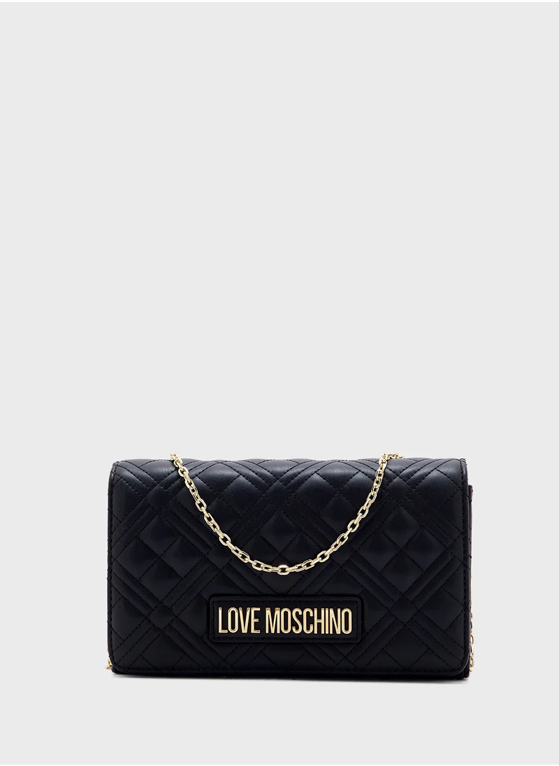 Love Moschino Chain Detailed Flap Over Clutche