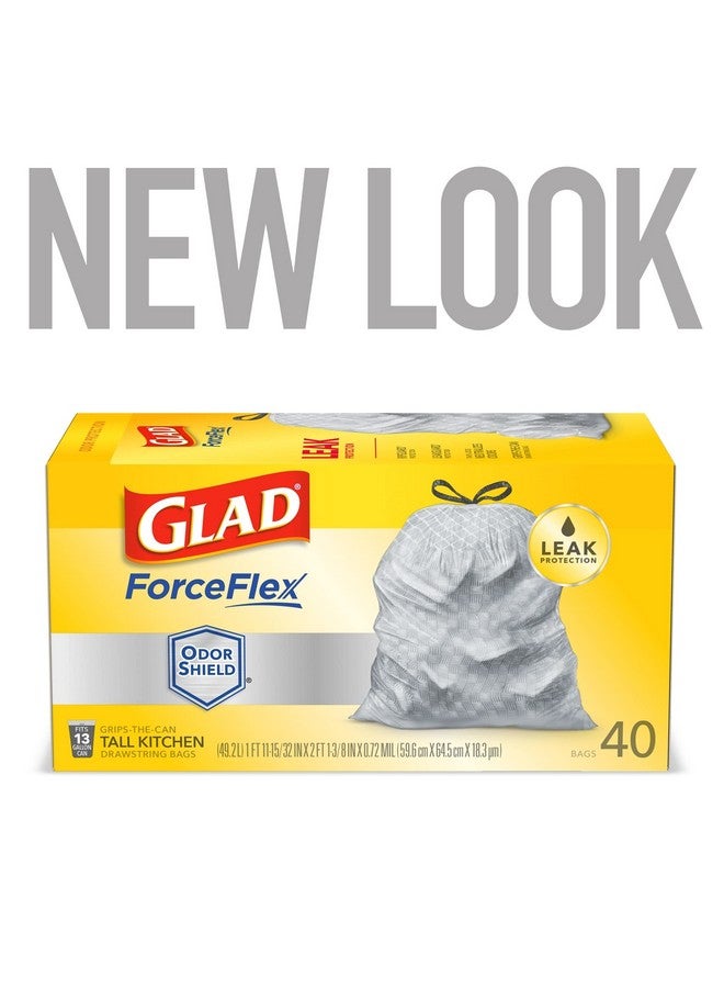 Glad ForceFlex Tall Kitchen Drawstring Trash Bags, 13 Gal, OdorShield, 40 Ct - Image 2
