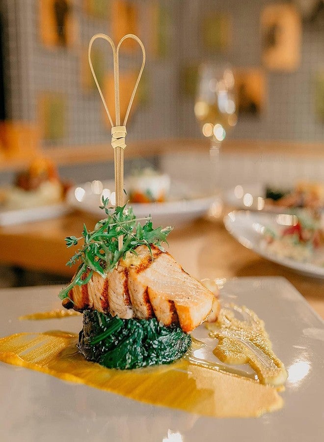 أوير أويير، 300 عبوة من أعواد الكوكتيل المصنوعة من الخيزران بطول 4.7 بوصة، أعواد خيزران على شكل قلب، أسياخ للمقبلات، إكسسوارات للحوم الباردة، أعواد أسنان للمقبلات، 3 أشكال: قلب/دائرة/عقدة - Image 3