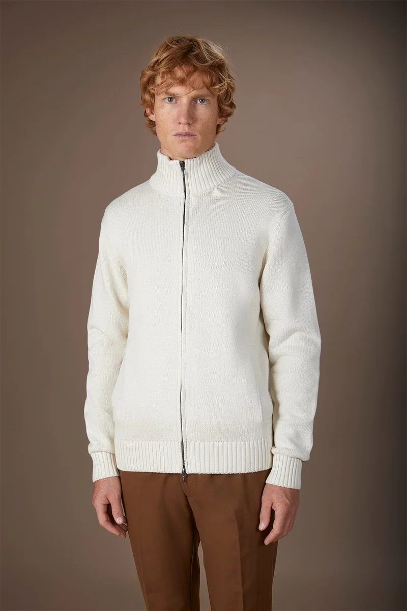Men's 100% cotton cardigan - Off White