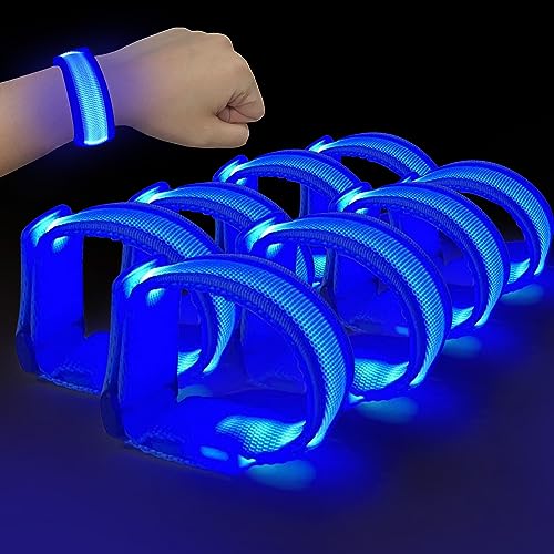 M.best Mbest 8pcs LED Light Up Bracelets Glow Flashing Wristbands Glow in The Dark Party Supplies for Wedding Raves Concert CampingSporting Events Party Blue - Image 1