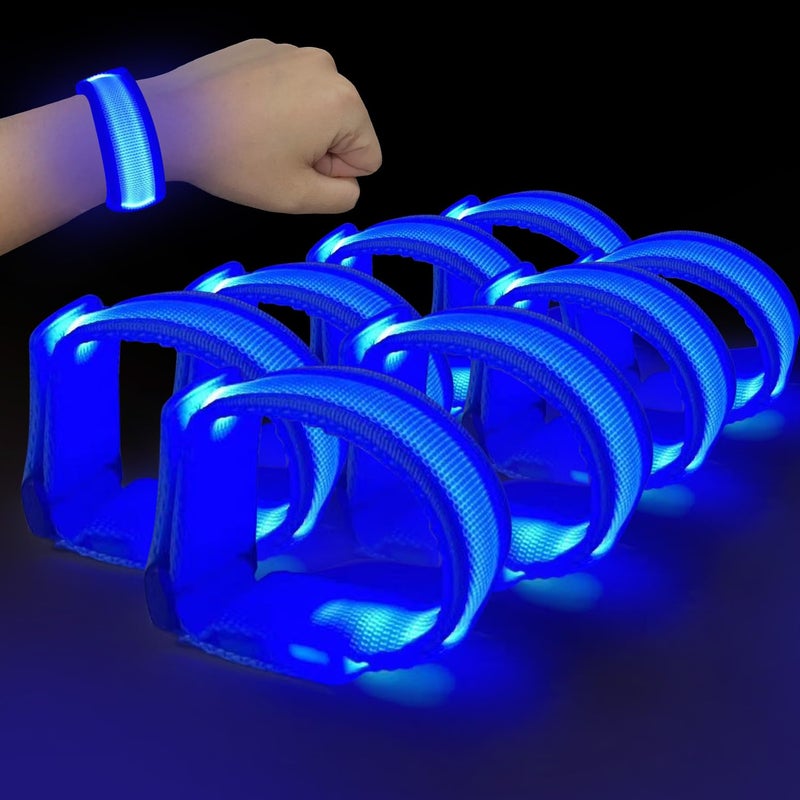M.best Mbest 8pcs LED Light Up Bracelets Glow Flashing Wristbands Glow in The Dark Party Supplies for Wedding Raves Concert CampingSporting Events Party Blue - Image 3