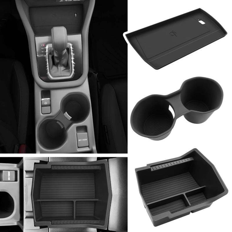 BIBIBO for 2025 Subaru Forester Center Console Organizer 2025 2026 Subaru Forester Console Armrest TrayCup Holder Wireless Charging Mat 2025 Forester Insert Organizer 2025 Forester Accessories