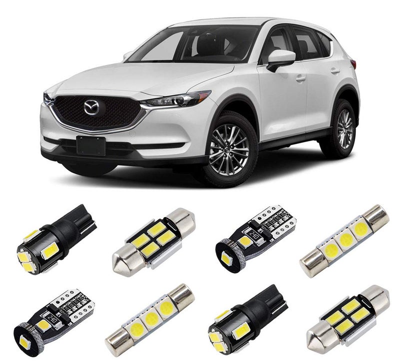 BRISHINE White Interior LED Lights Kit for Mazda CX5 2013 2014 2015 2016 2017 2018 2019 2020 2021 2022 Super Bright 6000K LED Interior Light Bulbs Package License Plate Lights and Install Tool