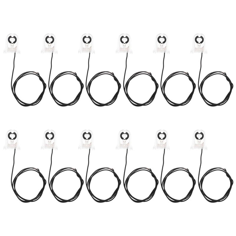 12pcs T8 Fluorescent Light Holder - Transparent Non-Shunted Single Head Socket for LED - Turn-Type Lamp Base Replacement for Fluorescent Tube Lighting Fixture Repair - Image 1