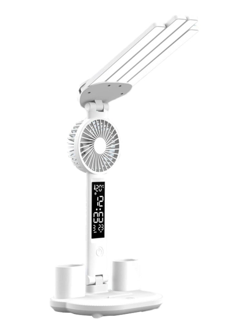 Loquat 4-Head Fan LED Desk Lamp - Eye-Care, Rechargeable, Smart, Adjustable Brightness for Students - Perfect Reading u0026 Study Light, Space-Saving Design for Bedroom u0026 Desk - Image 2