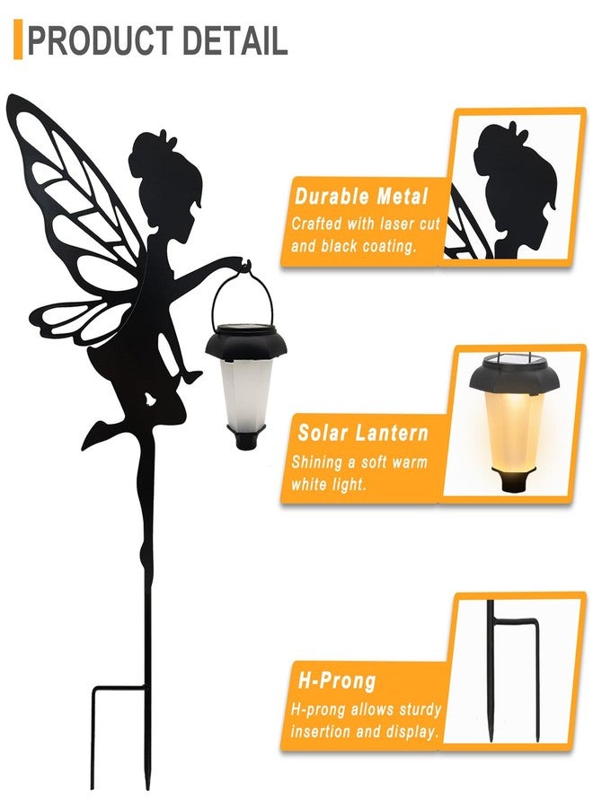 SUNNYPARK Solar Fairy Garden Stake Decorative Lantern, 2 Pack Metal Fairy Angel Garden Silhouette Lights for Lawn, Pathway, Patio, Yard Outdoor Decor - Image 5