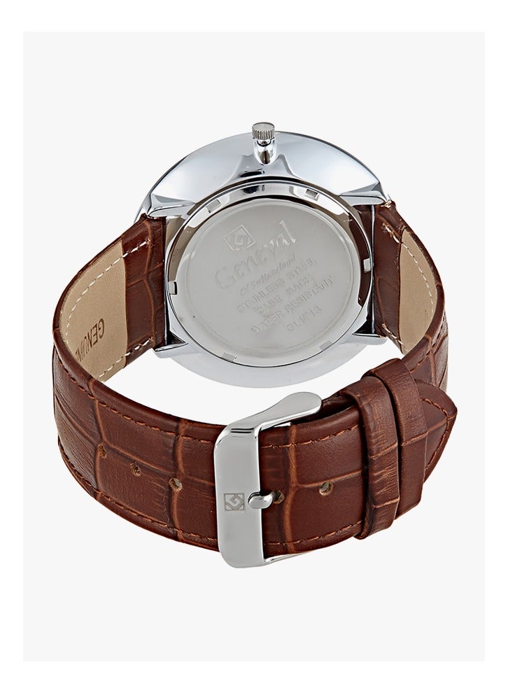 GENEVAL Men's Water Resistant Leather Analog Watch GL1713WWO - 45 mm - Brown - Image 2