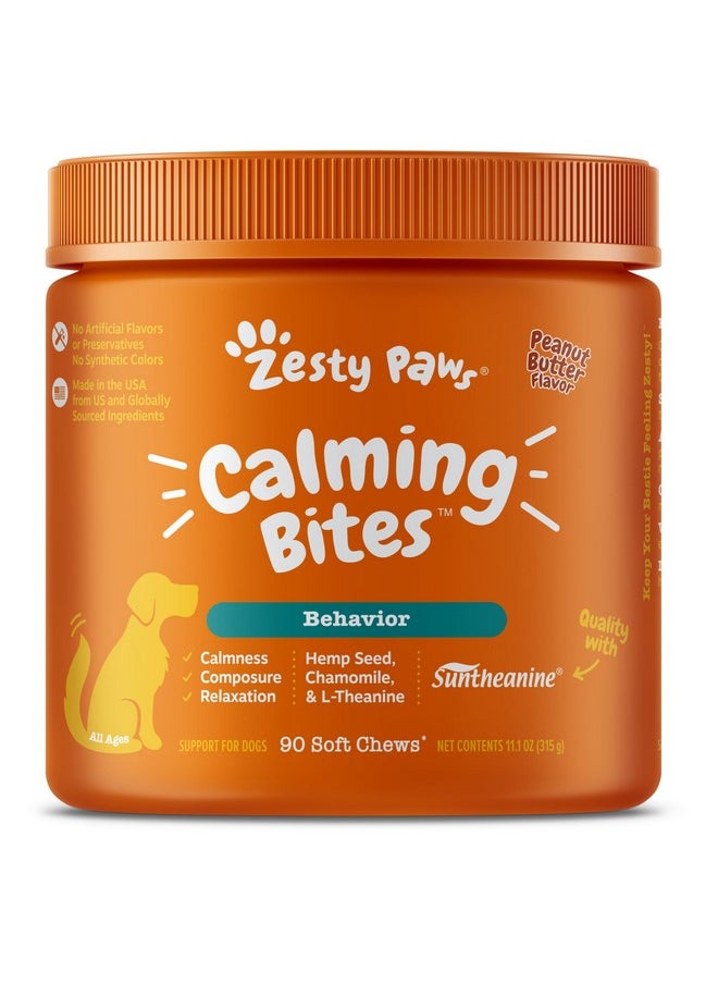 Zesty Paws Calming Chews For Dogs Composure & Relaxation For Everyday Stress & Separation Peanut Butter 90 Count  - Image 1