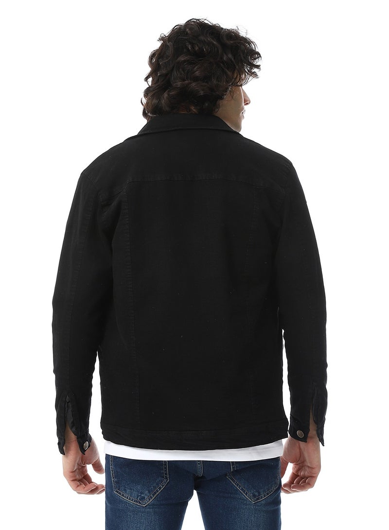 Andora Turn Down Collar Padded Gabardine Jacket_Black - Image 2