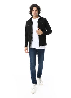 Andora Turn Down Collar Padded Gabardine Jacket_Black  - Image 3
