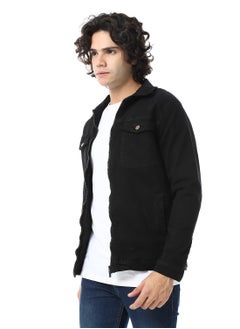 Andora Turn Down Collar Padded Gabardine Jacket_Black  - Image 4