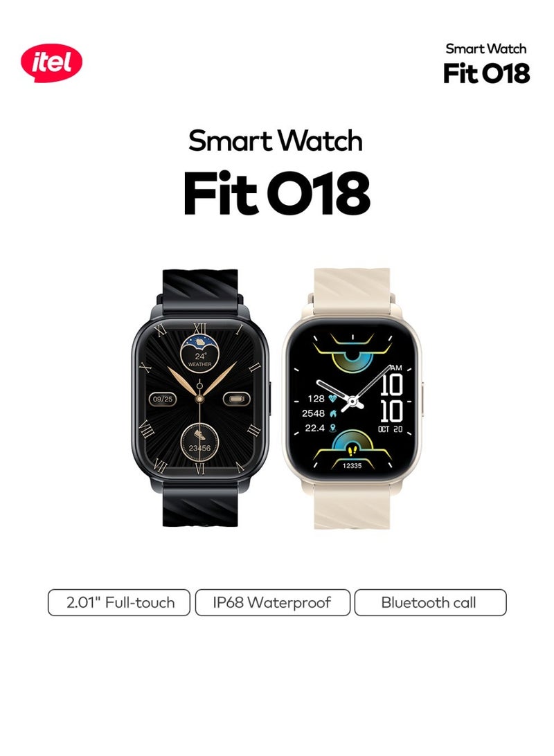 ITEL 340 mAh Fit O18 Smart Watch – 2.01" HD Touch Screen with Bluetooth Calling, IP68 Waterproof & 15-Day Battery Black - Image 2