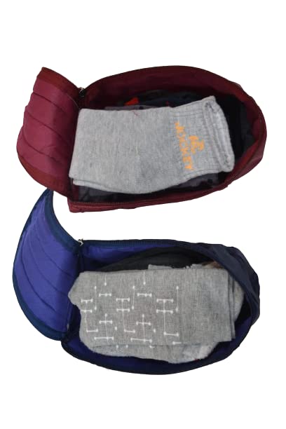 Bless Kraft Non Woven Storage Box With Zip Closer Organizer For Socks (Navy Blue and Maroon, Pack of 2) - Image 3