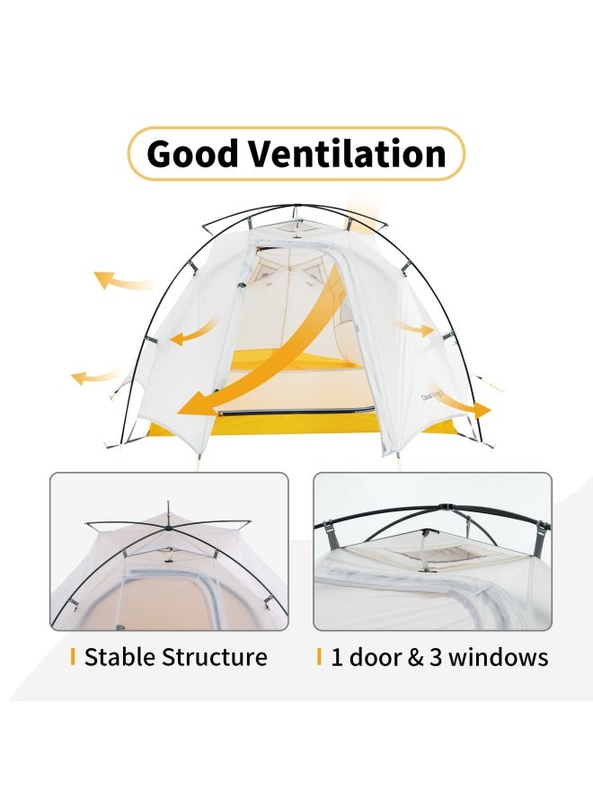 Naturehike Cloud Up 2 Tent | 10D Superlight Professional 2-Person Camping Tent | Rectangular, Waterproof & Ultralight | Quick Setup | Grey & Yellow - Image 3