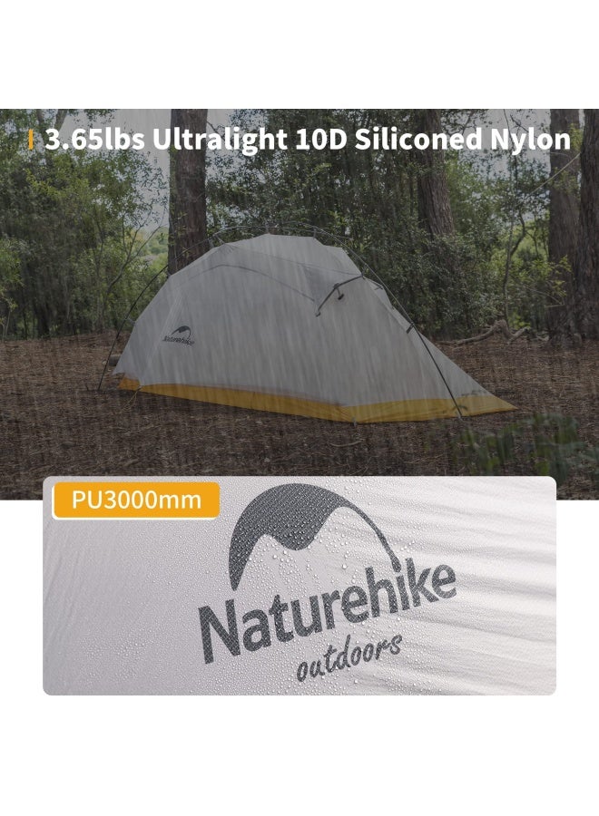 Naturehike Cloud Up 2 Tent | 10D Superlight Professional 2-Person Camping Tent | Rectangular, Waterproof & Ultralight | Quick Setup | Grey & Yellow - Image 5
