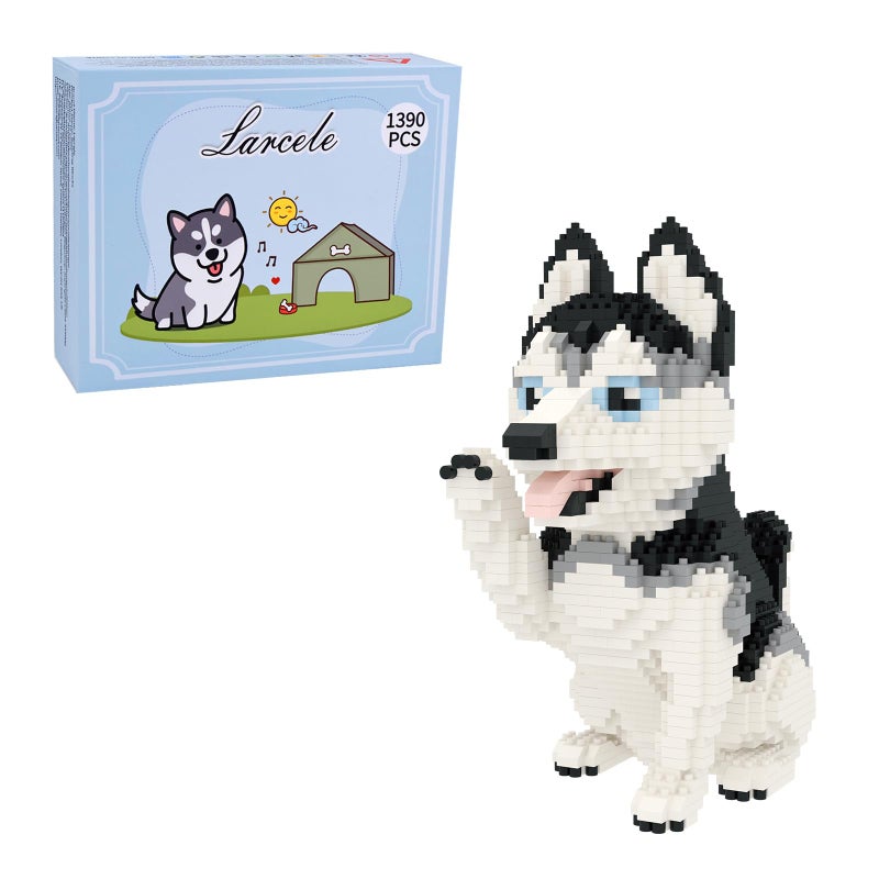 Larcele Micro Building Blocks Set DIY Mini Building Toy Bricks for Age Over 12 Years 1390 Pieces KLJM02 Siberian Husky 2 - Image 3
