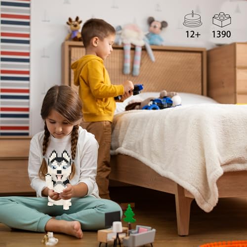Larcele Micro Building Blocks Set DIY Mini Building Toy Bricks for Age Over 12 Years 1390 Pieces KLJM02 Siberian Husky 2 - Image 5