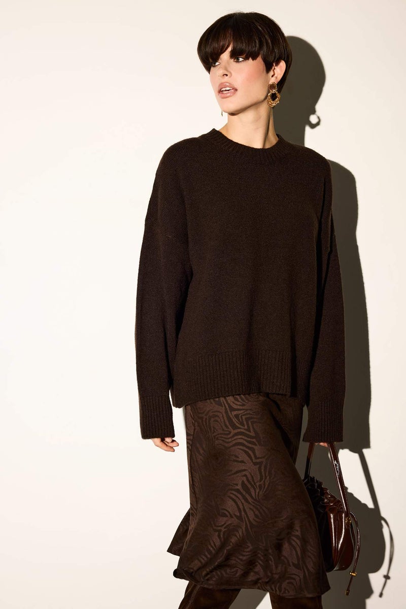 DeFacto Oversize Fit Crew Neck Knit Pullover - Image 1