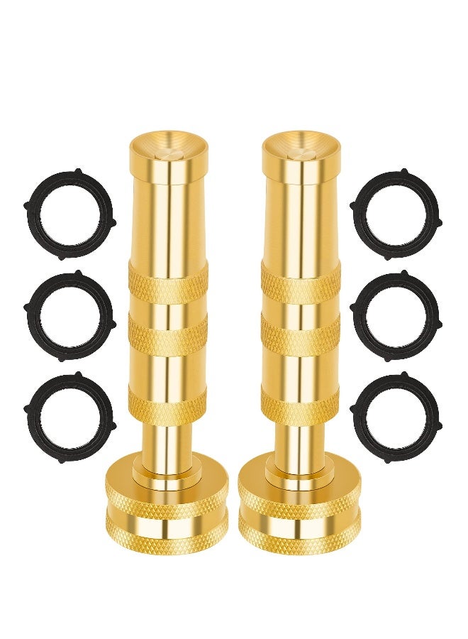 Brass Hose Nozzle, High Pressure Jet Nozzles 2 Pack, Heavy Duty Sprayer for Garden Hoses, Adjustable Spray Gun, Solid Twist Water Hose Nozzle for Patio, Lawn, Car Wash, Extra 6 Rubber Washers  - Image 1