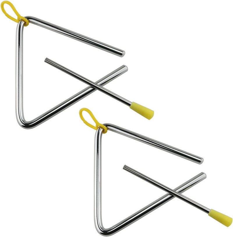 Eoutstanding Rhythm Steel Triangle 2PCS 5 Inch Musical Steel Triangles Percussion Instruments with Strikers - Image 1