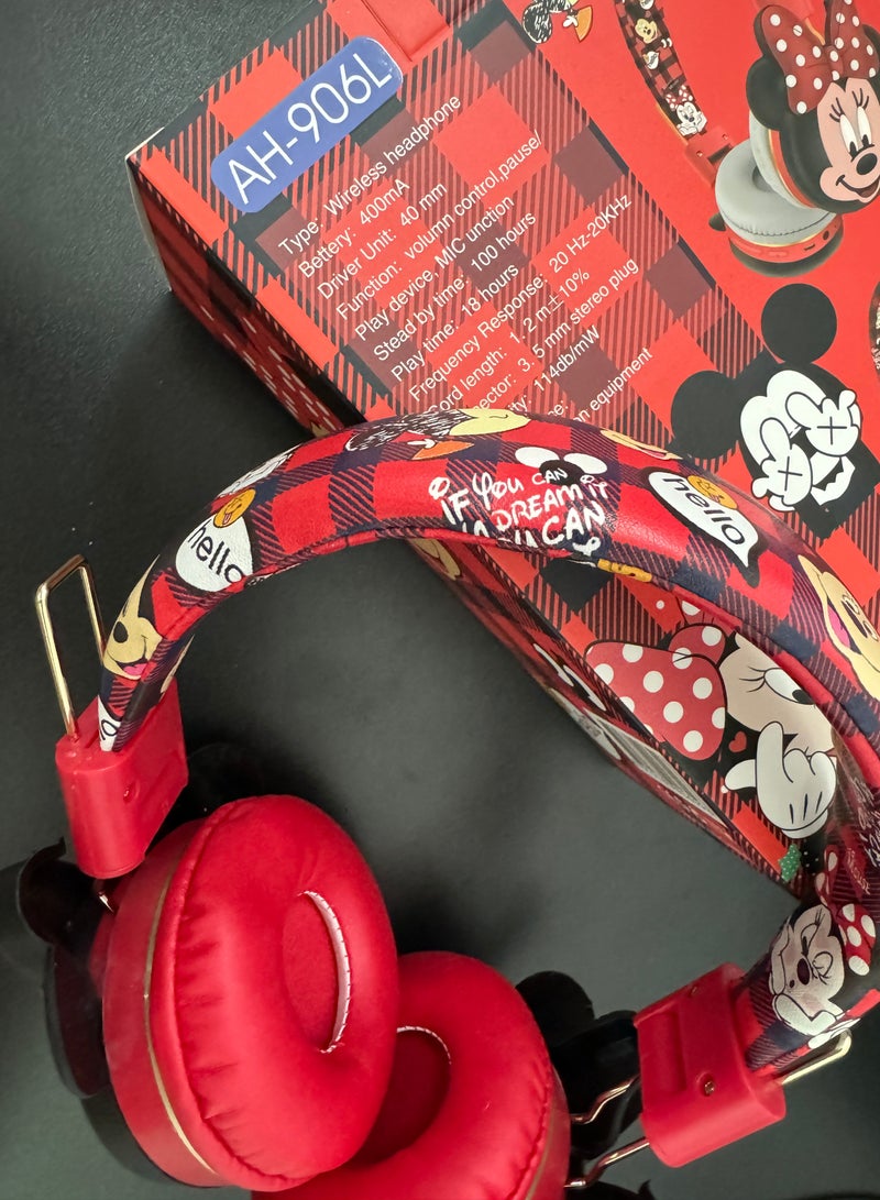 Minnie Black  Mouse Pattern Kids Bluetooth Wireless Headphones, Kids Noise Cancelling Folding Headphones, Kids TF Card Stereo Headphones, Mobile Phone, Tablet - Image 4