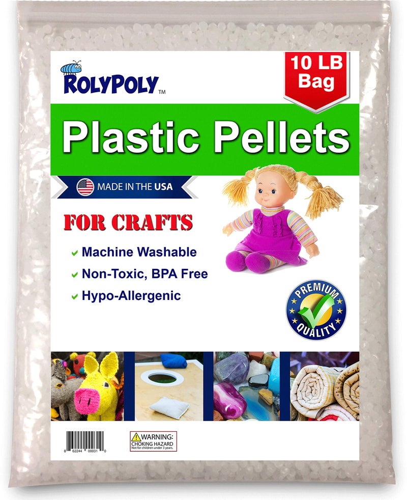 Poly Plastic Pellets 10 LBS for Weighted Blankets Crafts Dolls Toys Lap Pads Bean Bags ISpy Bags Rock Tumbler Rifle Bags NonToxic Machine WashableDryable