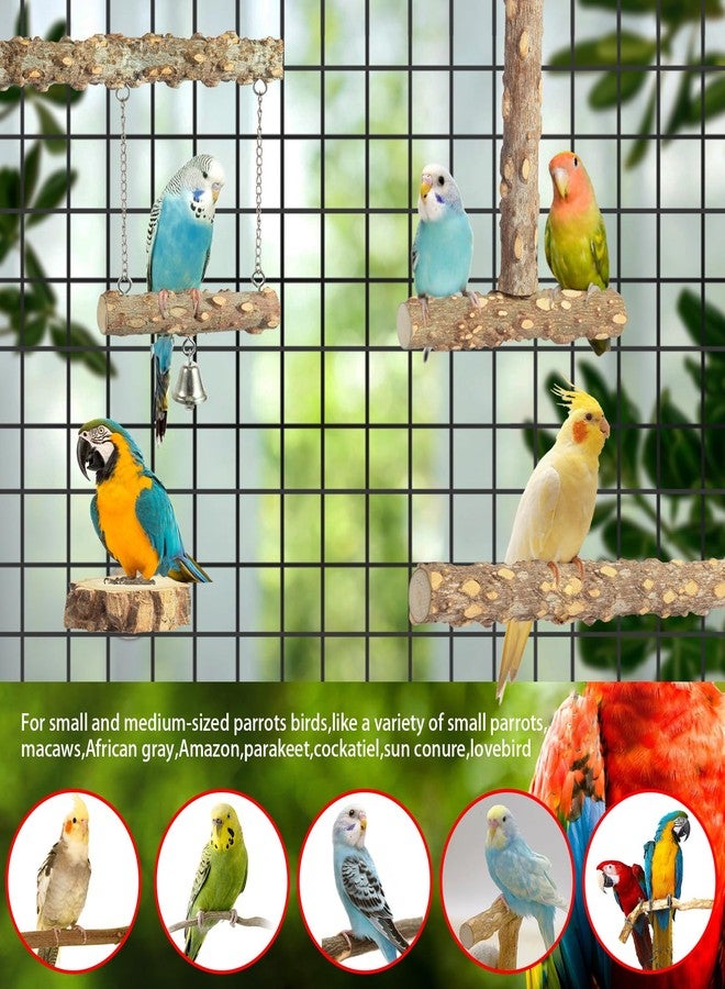 lovyoCoCo Bird Perches,4pcs Natural Wood Birds Stand Branch, Bird Perch Chewing Stick Cage Accessories Parrot Climbing Standing Branches Paw Grinding Fork Sets for Parakeet Lovebirds Cockatiels Conure Budgies - Image 3