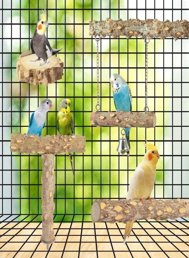lovyoCoCo Bird Perches,4pcs Natural Wood Birds Stand Branch, Bird Perch Chewing Stick Cage Accessories Parrot Climbing Standing Branches Paw Grinding Fork Sets for Parakeet Lovebirds Cockatiels Conure Budgies - Image 5