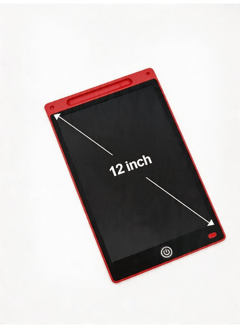 لوحة كتابة LCD مقاس 12 بوصة، لوحة ألعاب للكتابة على الشاشة، لوحة ملاحظات إلكترونية رقمية، لوحة سحرية خفيفة الوزن للرسم واللعب والتدوين للأطفال والكبار، أفضل هدية للأولاد والبنات (أحمر) - Image 3
