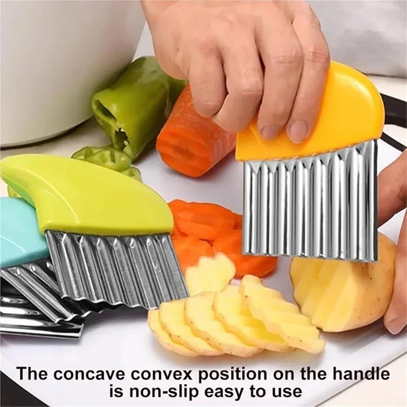 Pink Stainless Steel Wavy Vegetable Cutter For Potato Carrot French Fries Kitchen Tool - Image 2