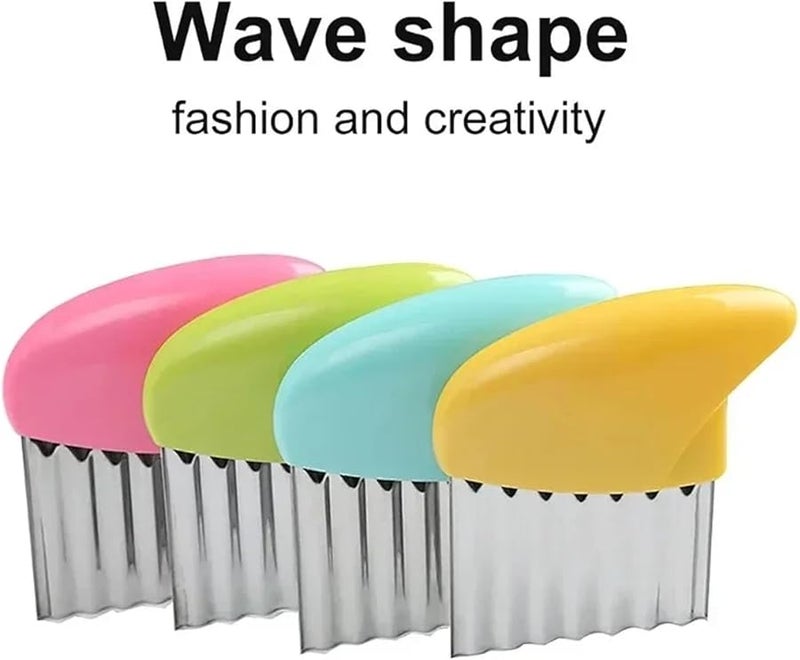 Pink Stainless Steel Wavy Vegetable Cutter For Potato Carrot French Fries Kitchen Tool - Image 5